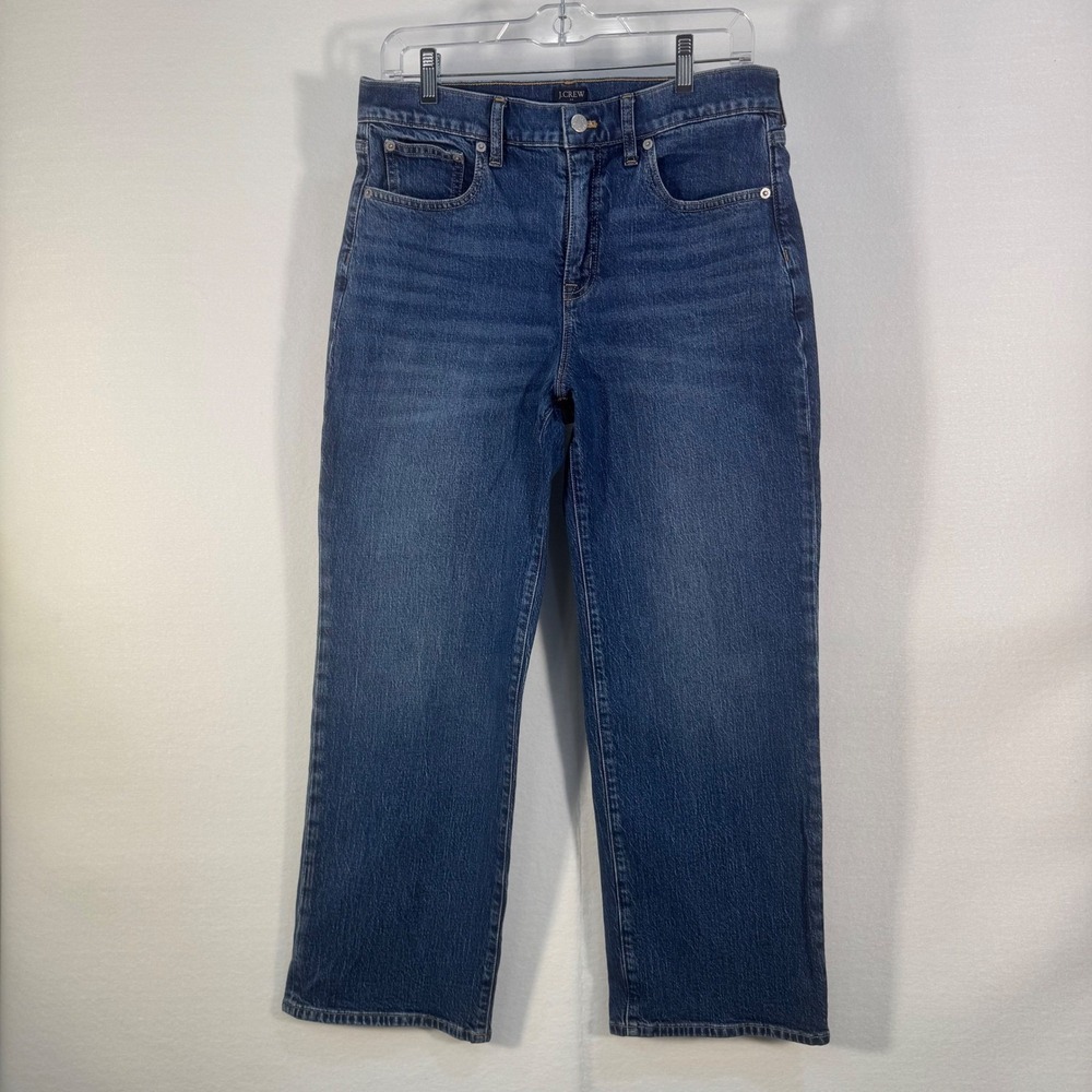 J.Crew Womens Denim Jeans - 29 P Blue Crop Straight Leg High Rise Casual Comfort